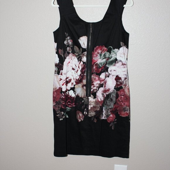 Vivienne Tam Women's Black Floral Print Sleeveless Shift Tank Dress Size 12 - Picture 2 of 8